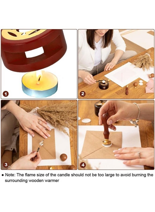 Generic Wax Seal Warmer Melting Kit, Wood Wax Seal Furnace with 1 Melting Spoon for Wax Sealing Stamp with Melting Spoon and Wax Seal Stamp for Melting Wax Seal Sticks or Sealing Wax Beads (Brown)  - Image 4
