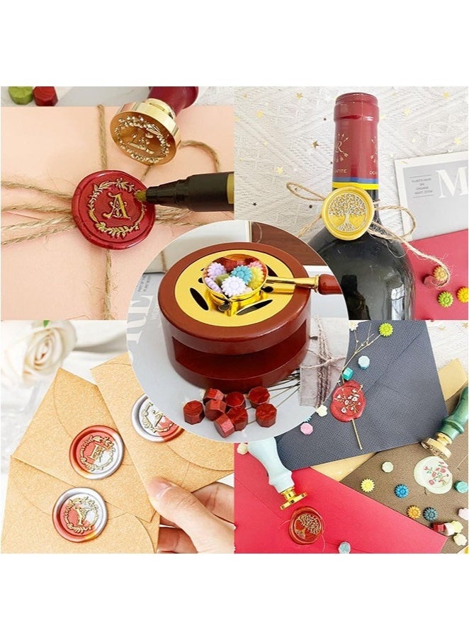 Generic Wax Seal Warmer Melting Kit, Wood Wax Seal Furnace with 1 Melting Spoon for Wax Sealing Stamp with Melting Spoon and Wax Seal Stamp for Melting Wax Seal Sticks or Sealing Wax Beads (Brown)  - Image 5