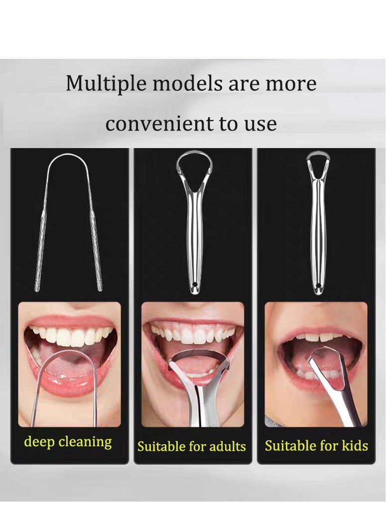 Generic 4-Pack Stainless Steel Oral Tongue Cleaner Silver  - Image 3