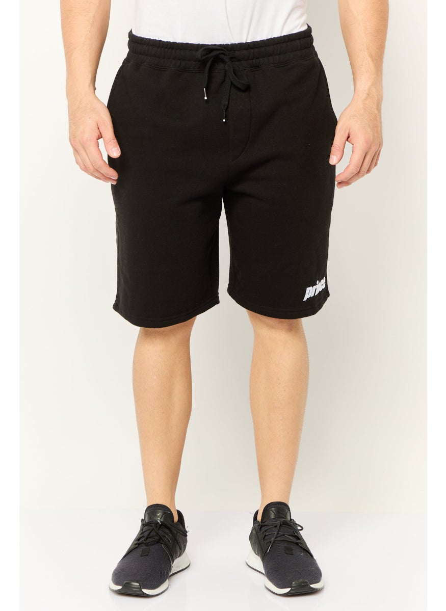 Prince Men Embroidered Logo Basic Shorts, Black  - Image 1