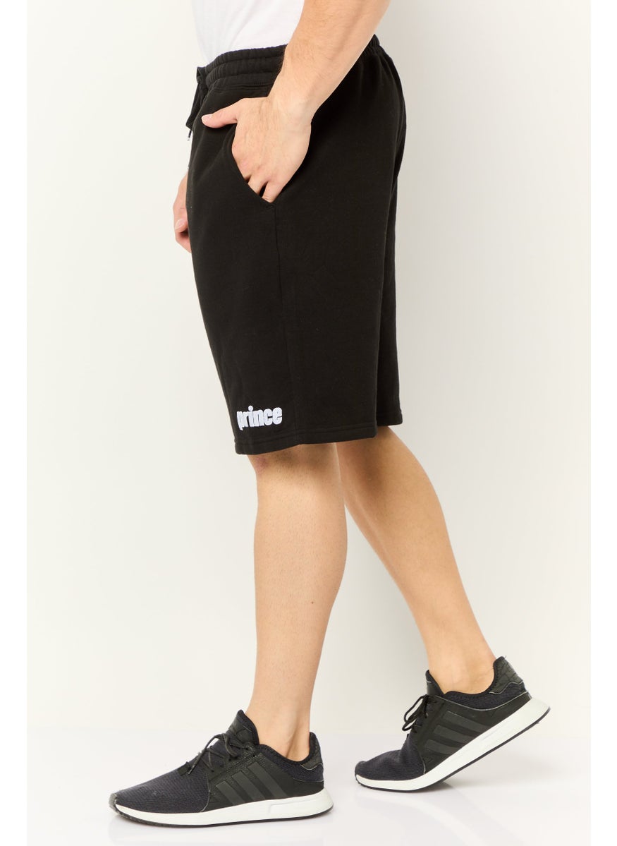 Prince Men Embroidered Logo Basic Shorts, Black  - Image 3