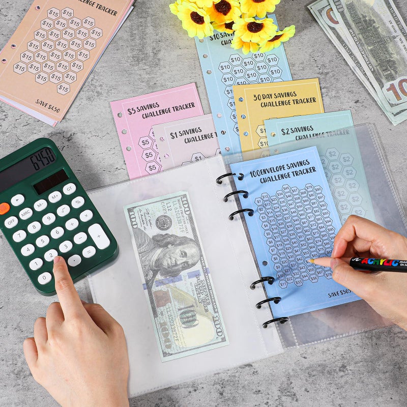 Matwsec 48 Sheets 100 Envelopes Money Saving Challenge Binder Trackers, 6 Ring A6 Binder Savings Challenge Trackers Cards, Reusable Budget Planner Cards, Multiple Budget Sheets for Cash Stuffing - Image 5