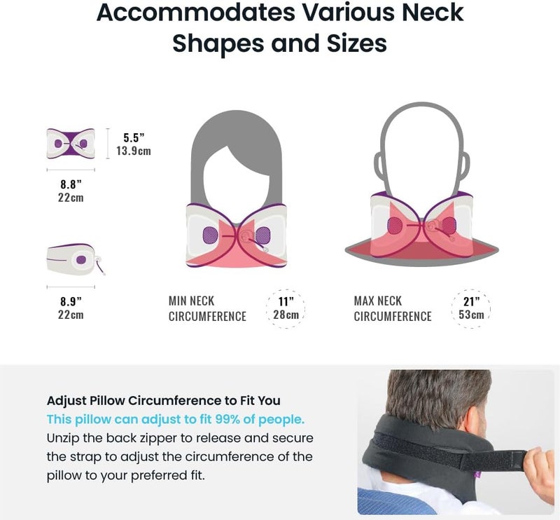 Cabeau Travel Essential Neck Pillow - Fits Most Neck Sizes (11-21 inches) - Evolution X Three Ways to Adjust for Ultimate Comfort on Long Flights (Amethyst) - Image 1