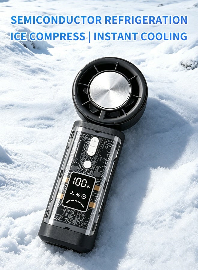 BASILKIT Handheld Desktop Fan with 3s Instant Cooling, 4000mAh Portable Cooling Fan, 3-in-1 Handheld/Neck/Desk Fan，LED Camping Light and High Speed Turbo Fan, Personal Makeup/Eyelash Fan, Pocket Fan with 100 Speeds ，Portable Cooling Fan for Home and Outdoor，Black - Image 3
