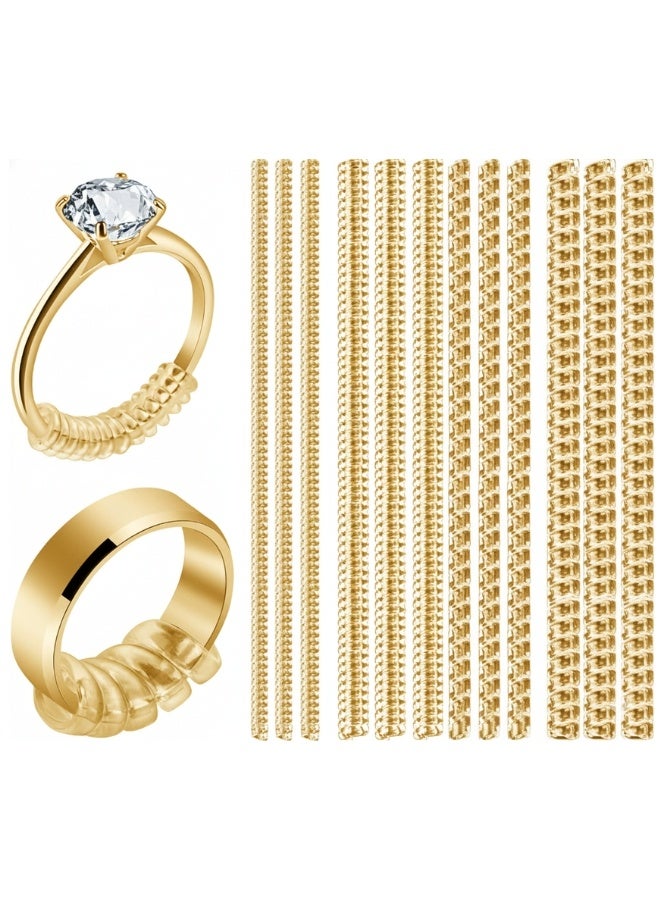 Ring Size Adjuster for Loose Rings – Gold Color – 16 Pieces Set with 4 Sizes – Gold TPU Silicone Ring Guard for Women and Men – Elegant Ring Tightener for Rings That Are Too Big – Resize Rings Without Permanent Ring Sizing - Image 1