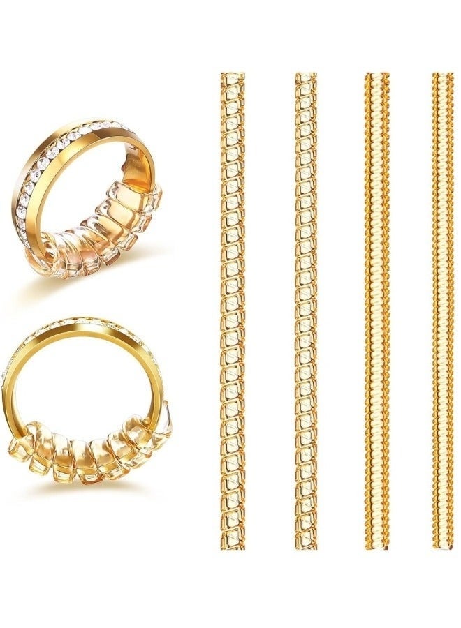 Ring Size Adjuster for Loose Rings – Gold Color – 16 Pieces Set with 4 Sizes – Gold TPU Silicone Ring Guard for Women and Men – Elegant Ring Tightener for Rings That Are Too Big – Resize Rings Without Permanent Ring Sizing - Image 2