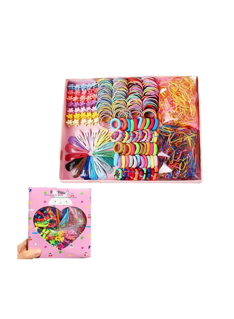 Excefore Girls Barrette Hair Tie Set, Colorful Ponytail Hair Clip Rubber Band - Image 1