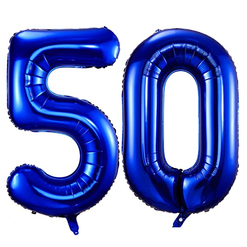 BBPOOL Navy Blue 50 Balloon Numbers40 Inch Dark Blue 50 Birthday Balloons Large Foil Mylar Balloons Number 50 for Birthday Party Anniversary Decorations - Image 1
