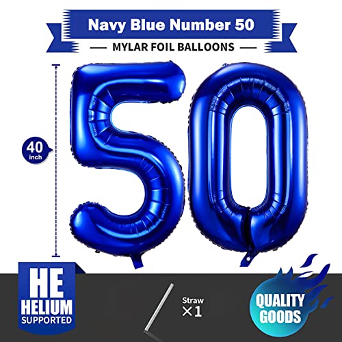 BBPOOL Navy Blue 50 Balloon Numbers40 Inch Dark Blue 50 Birthday Balloons Large Foil Mylar Balloons Number 50 for Birthday Party Anniversary Decorations - Image 5