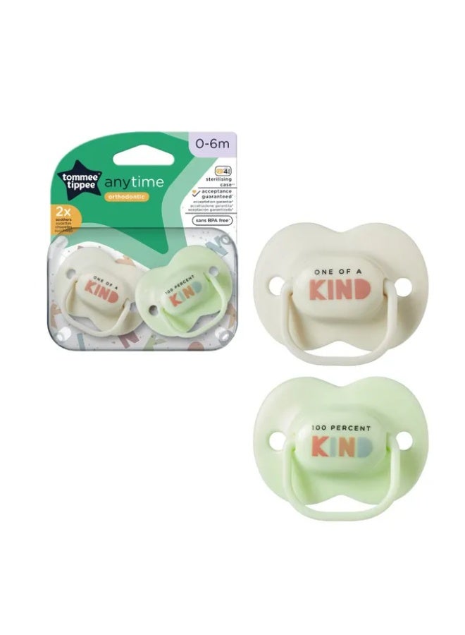 Tommee Tippee UK Tommee Tippee - Anytime Soother Pack of 2 - 0-6M - Green