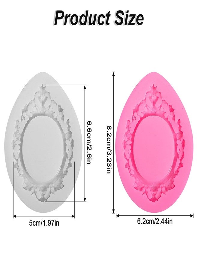 Matwsec 2 Pcs Silicone Frame Molds, Photo Frame Fondant Molds, 2.44x3.23 Inch Mini Picture Frame Mold for Fondant, Chocolate, Polymer Clay, Cake Decorating Cupcake Topper, Pink & Gray - Image 2