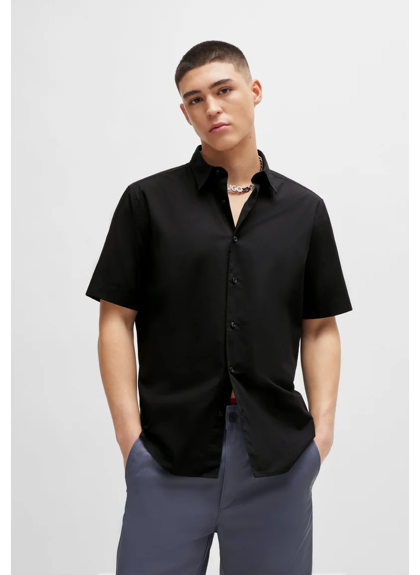 هوجو Relaxed-fit shirt in stretch-cotton canvas