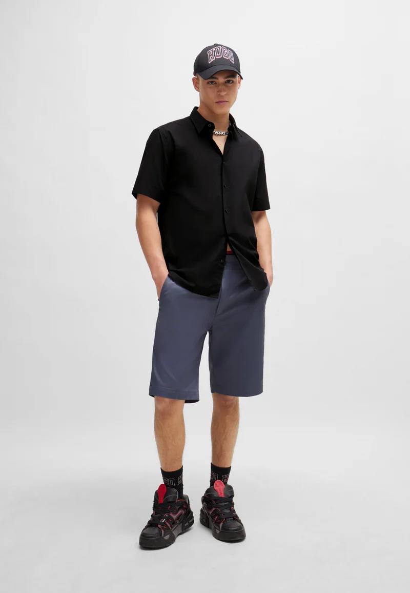 HUGO Relaxed-fit shirt in stretch-cotton canvas