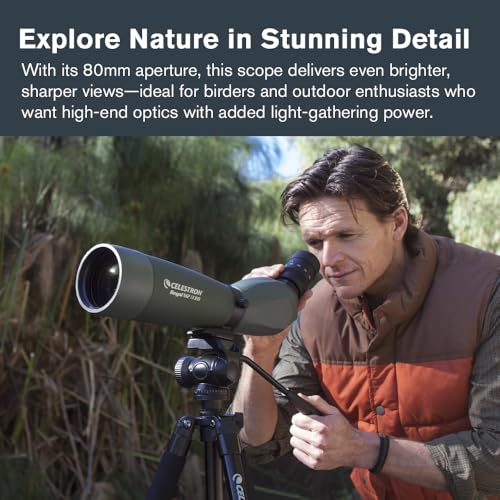 Celestron Regal M2 80ED Spotting Scope ED Glass for Birding and Outdoor Activities Phase and Dielectric Coated BaK4 Prism Fully MultiCoated Optics Dual Focus 2060x Zoom Eyepiece - Image 3