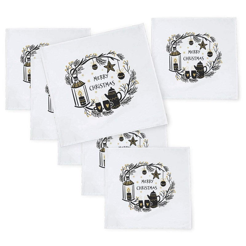 Khakee 6 Pcs Christmas Theme Tafta Silk Table Napkins 10x 10 for Xmas Decoration Christmas OrnamentsChristmas Gift npxmas106P - Image 1