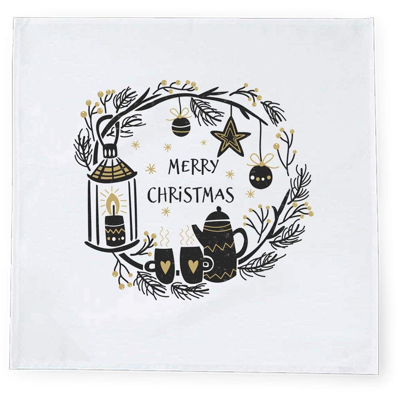Khakee 6 Pcs Christmas Theme Tafta Silk Table Napkins 10x 10 for Xmas Decoration Christmas OrnamentsChristmas Gift npxmas106P - Image 2
