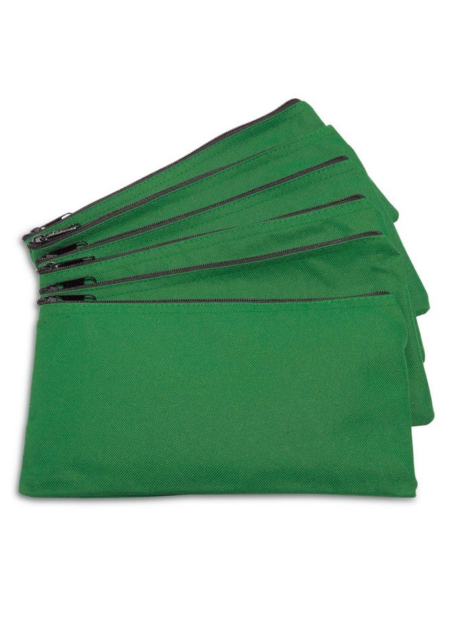 DALIX Zipper Bank Deposit Money Bags Cash Coin Pouch 6 Pack In Dark Green - Image 1