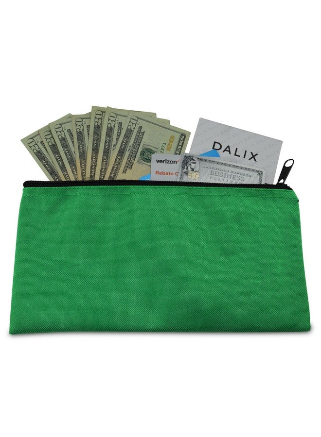 DALIX Zipper Bank Deposit Money Bags Cash Coin Pouch 6 Pack In Dark Green - Image 3