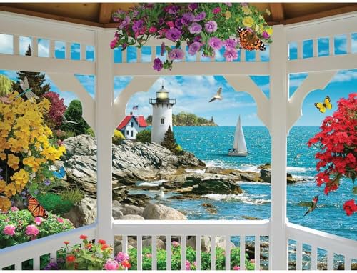Bits and Pieces 2000 Piece Puzzles for Adults Large 26 x 39 Jigsaw Puzzles 2000 Pieces Lighthouse Ocean Seascape Random Die Cut No 2 Pieces Alike Gazebo View - Image 1