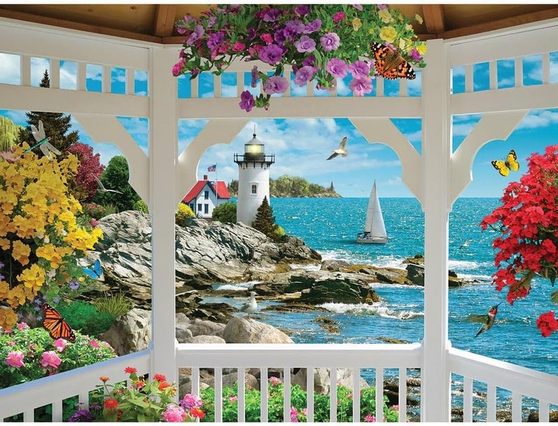 Bits and Pieces 2000 Piece Puzzles for Adults Large 26 x 39 Jigsaw Puzzles 2000 Pieces Lighthouse Ocean Seascape Random Die Cut No 2 Pieces Alike Gazebo View - Image 3