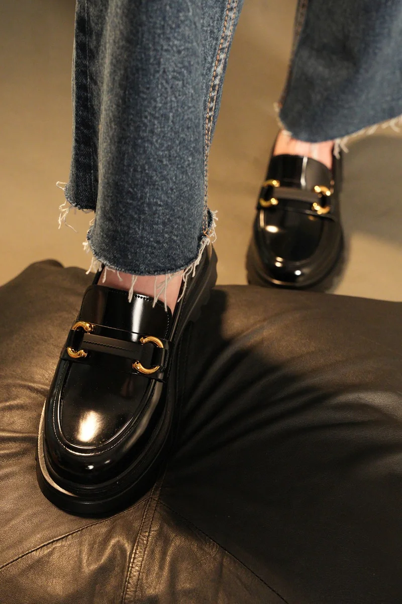 MARJIN Women's Loafer High Sole Buckle Casual Shoes Kinles