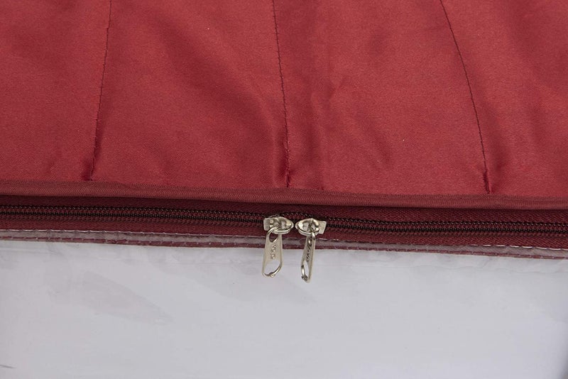 niru ShubhKraft Parachute Material Quilted Saree CoverWith Zip Closure And Transparent WindowWater Resistant Wardrobe Organizer Pack of 2 Maroon - Image 5
