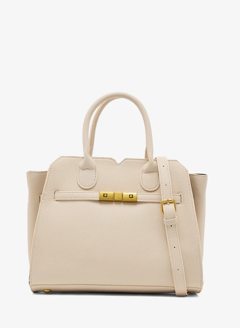 ELLA Gold Accent Structured Buckle Tote