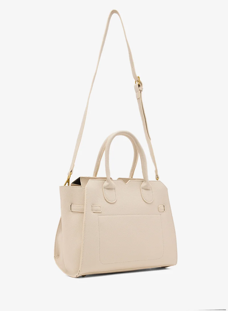 ELLA Gold Accent Structured Buckle Tote