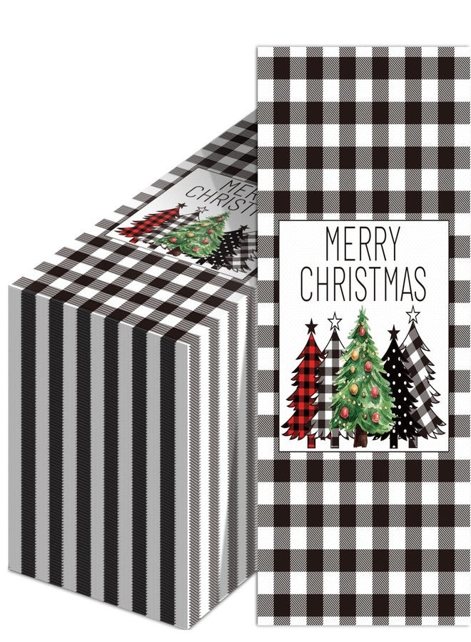 Tevxj مناديل عيد الميلاد باللونين الأسود والأبيض بنمط كاروهات الجاموس من مزرعة عيد الميلاد - مناديل غداء شتوية للضيوف - مناديل ورقية قابلة للتصرف لتزيين طاولة عيد الميلاد (100 حزمة) - Image 1