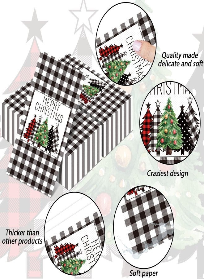 Tevxj مناديل عيد الميلاد باللونين الأسود والأبيض بنمط كاروهات الجاموس من مزرعة عيد الميلاد - مناديل غداء شتوية للضيوف - مناديل ورقية قابلة للتصرف لتزيين طاولة عيد الميلاد (100 حزمة) - Image 3