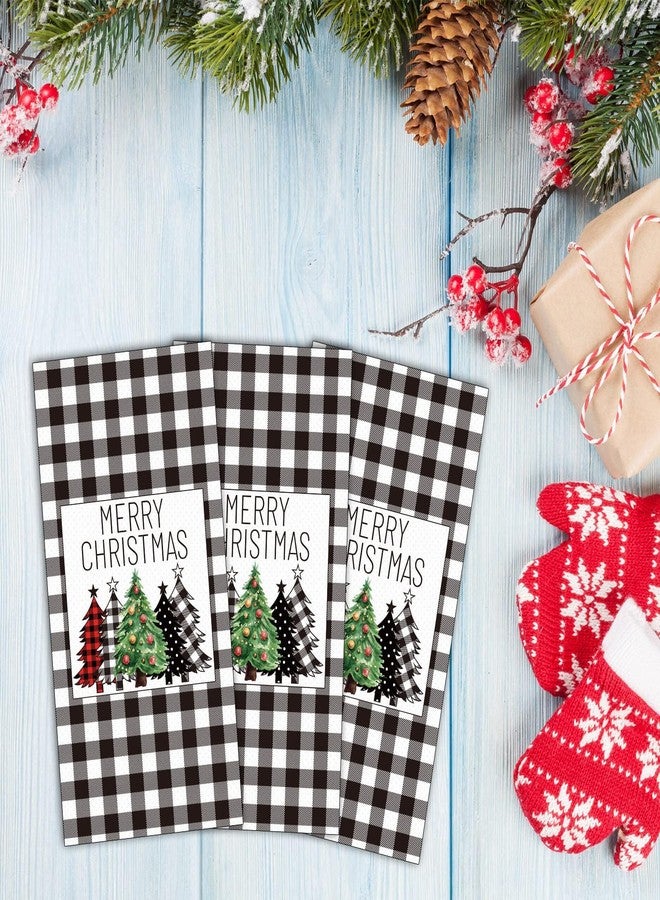 Tevxj مناديل عيد الميلاد باللونين الأسود والأبيض بنمط كاروهات الجاموس من مزرعة عيد الميلاد - مناديل غداء شتوية للضيوف - مناديل ورقية قابلة للتصرف لتزيين طاولة عيد الميلاد (100 حزمة) - Image 4