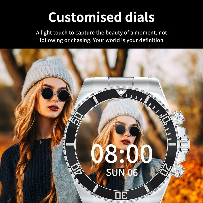 findtime Smart Watch for Android Phones Answer Make Calls SMS Reminder Smartwatch Compatible iPhone Bluetooth Stainless Steel Fitness Watch Men Smart Watches for Men Reloj Inteligente - Image 5