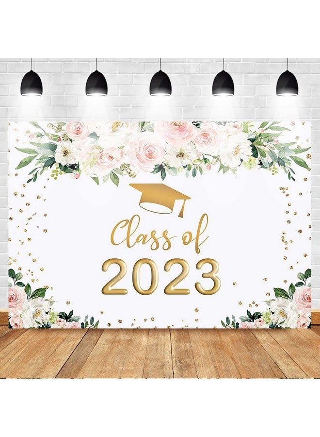 Mocsicka 2023 Graduation Party Backdrop Congrats Grad Class Of 2023 Photo Backdrops Floral Gold Dots Graduation Prom Photography Background (8X6Ft) - Image 3