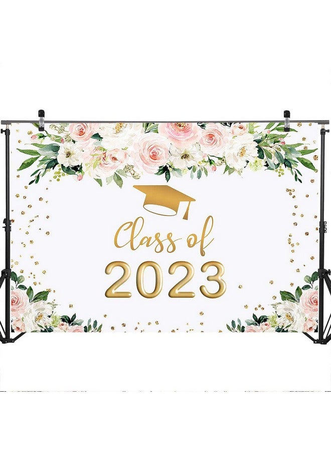 Mocsicka 2023 Graduation Party Backdrop Congrats Grad Class Of 2023 Photo Backdrops Floral Gold Dots Graduation Prom Photography Background (8X6Ft) - Image 4