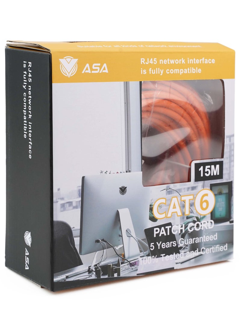 ASA - High Speed CAT6 Ethernet Cable 15m, 1Gbps, with RJ45 Connector - Image 1