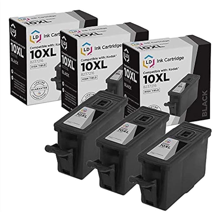 COMPATIBLE INK CARTRIDGE REPLACEMENT FOR KODAK #10 8237216 (BLACK, 3-PACK) - Image 1