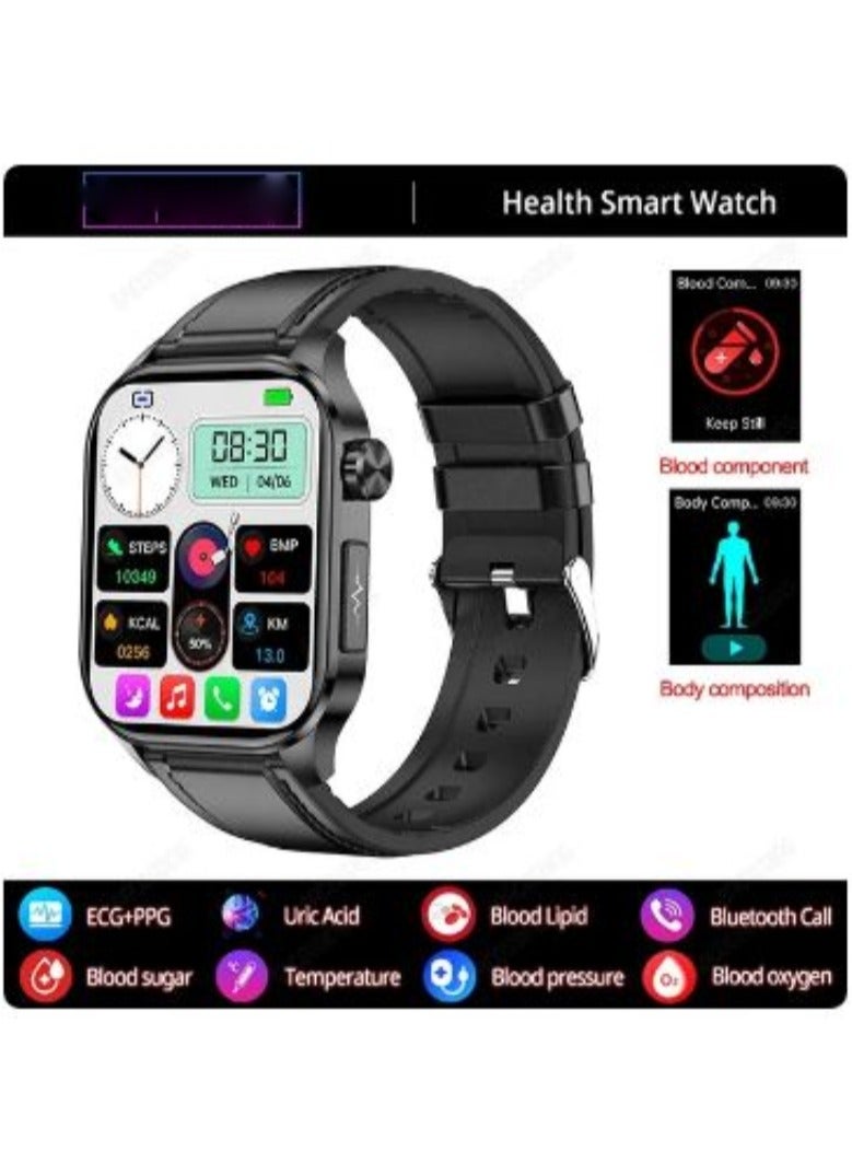 AROAQ New Blood Lipids Uric Acid Blood Glucose Smart Watch ECG+PPG+HRV Heart Rate Blood Body Composition Bluetooth Call Smartwatch - Image 1