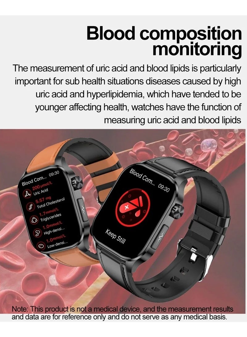 AROAQ New Blood Lipids Uric Acid Blood Glucose Smart Watch ECG+PPG+HRV Heart Rate Blood Body Composition Bluetooth Call Smartwatch - Image 5