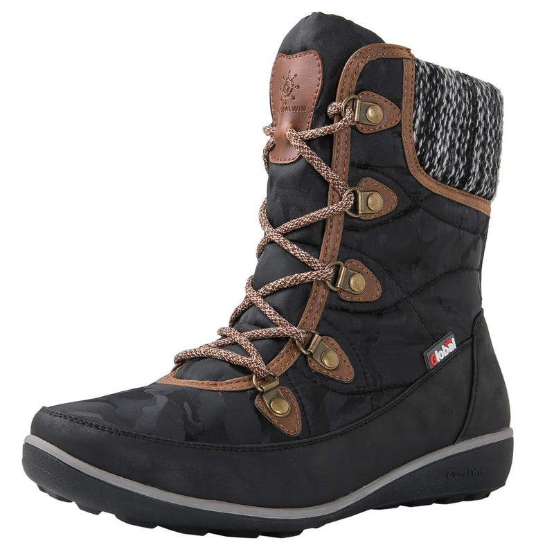 GLOBALWIN Women's Snow Boots Comfortable Black/Brown Boots For Women Waterproof Mid-Calf Winter Boots For Women With Fleece Lining And Non Slip Outdoor Sole Size 7.5M - Image 2