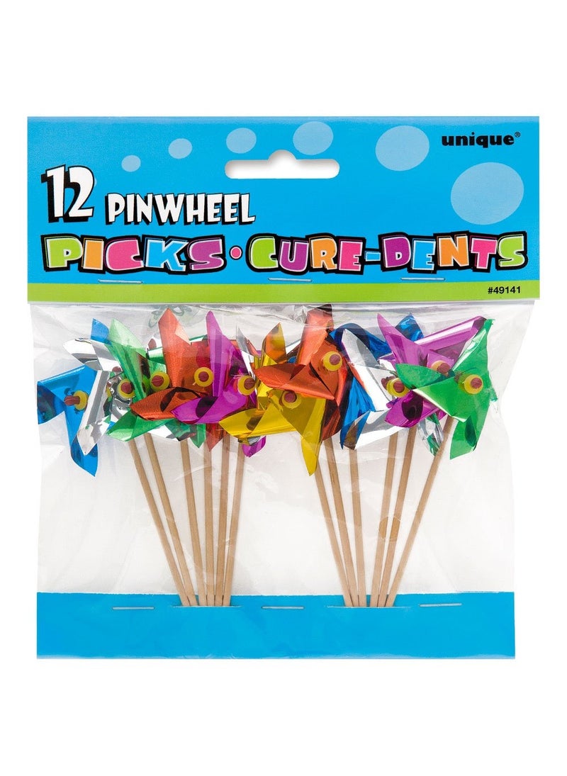 Unique Swirl Party Picks Multicolor 10cm 12-Pack