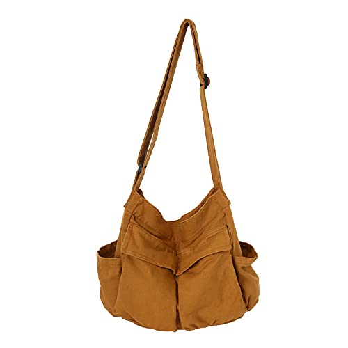 Sumleno Bohemian Hipster Hobo Boho Hippie Crossbody Bag Purse Canvas Sling Bag Aesthetic Tote Large Handbags Fairy Grunge Bag (Orange) - Image 1
