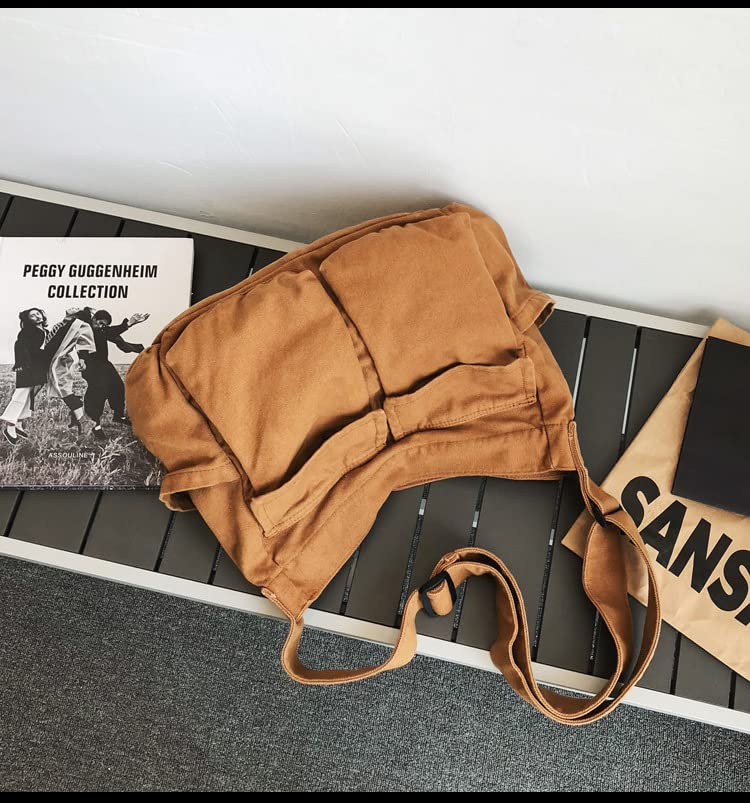 Sumleno Bohemian Hipster Hobo Boho Hippie Crossbody Bag Purse Canvas Sling Bag Aesthetic Tote Large Handbags Fairy Grunge Bag (Orange) - Image 2