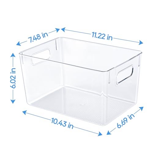 JollyPack 4 Pack Clear Plastic Storage Bins, Pantry Organizers and Storage with Handles, Clear Storage Containers for Fridge, Kitchen, Cabinet, Bathroom and Office - Image 2