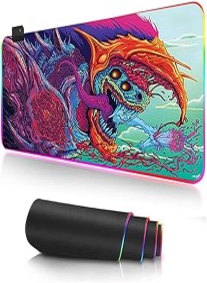 Generic Hyper Beast Rgb Gaming Mouse Pad - Extended Size Xxl For Keyboard And Mouse (80×30 Cm)