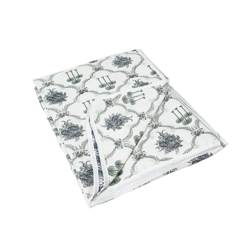 CK CREATION Pure Cotton Reversible AC BlanketDohar for Home Single Bed 58 x 88AC Blanket Soft LightWeight Bed Blanket100 Cotton Malmal Single Bed Dohar CottonWhite Grey Flower
