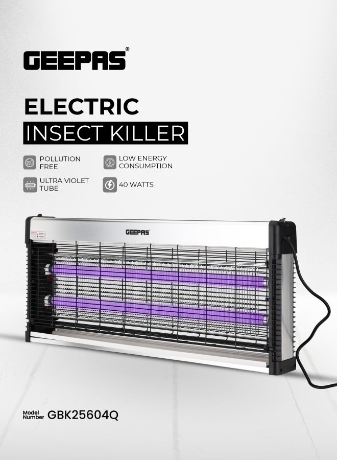 GEEPAS Electric Automatic Pest Bug Killer With 2X20 W Ultra Violet Tubes No Poisonous Vapor No Smell And No Pollution Advanced Technology Low Power Consumption Suitable For Home Silver - Image 1