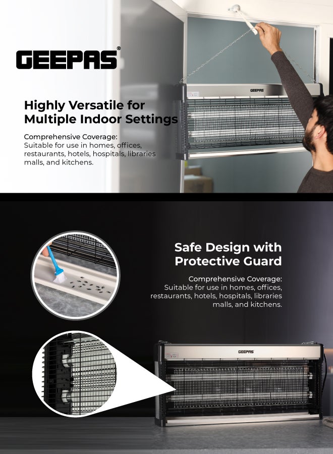 GEEPAS Electric Automatic Pest Bug Killer With 2X20 W Ultra Violet Tubes No Poisonous Vapor No Smell And No Pollution Advanced Technology Low Power Consumption Suitable For Home Silver - Image 4