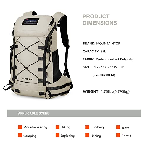 MOUNTAINTOP Hiking Backpack 35L Travel Backpack Lightweight Daypack for Men&Women Outdoor Camping - Image 2