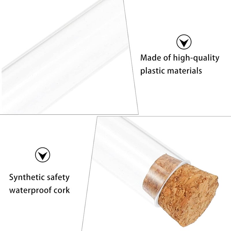 Clear Plastic Test Tubes With Cork Stoppers 7ML 30pcs For Storage Lab Decoration - Image 3