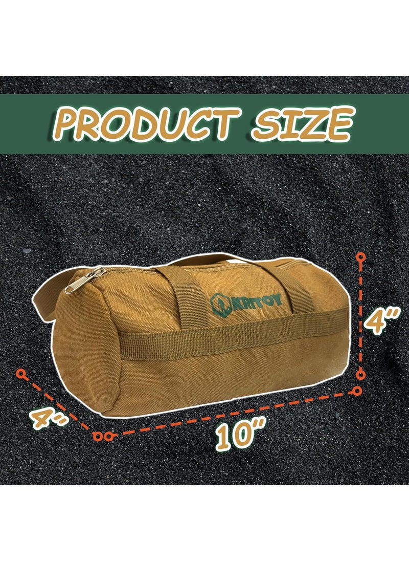 KriToy - 10Inch Tent Stakes Bag Canvas Tool Bag Tactical Bag Gear Bag Range Bag EDC BagTool Bag for Cars MultiPurpose Work Bag for Mechanics Electrician Carpenters BuildersPlumbers 10X 4X 4 - Image 1